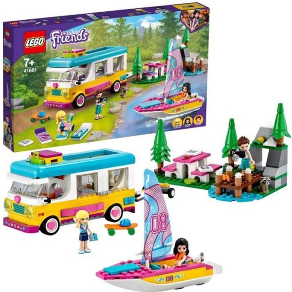 LEGO® 41681 Friends Forest Campervan och segelbåt äventyrslekset med leksaksbåt och tvättbjörnsfigur