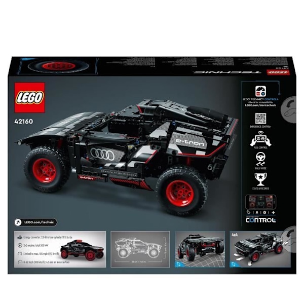 LEGO® Technic 42160 Audi RS Q e-tron, Fjernbetjent Rallybil, Off-Road Dakar-model Svart