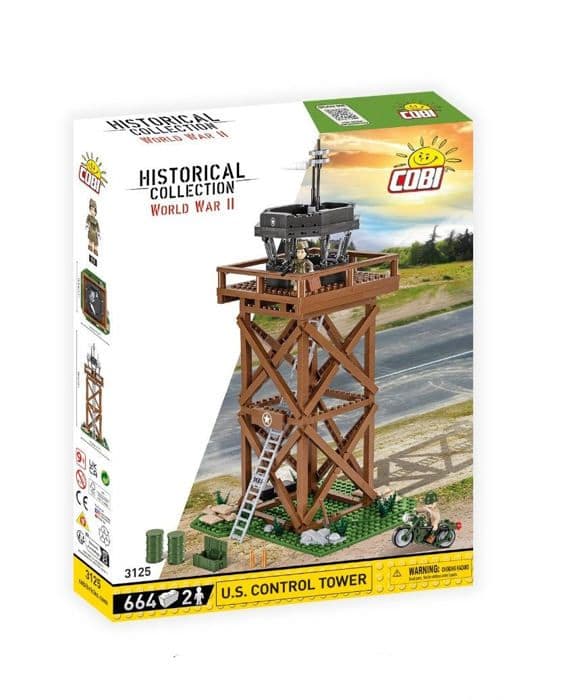 Byggsats - COBI - U.S. Kontrolltorn - Brun - 664 bitar - 2 figurer brun