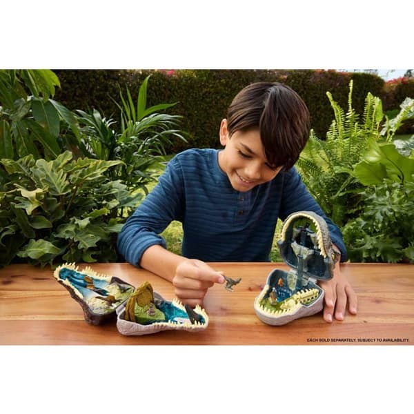 Coffret Micro Aventures Spinosaure - Mattel - Interaktiv dinosaurushoved - 3 mini-figurer - 11,5 cm foldet