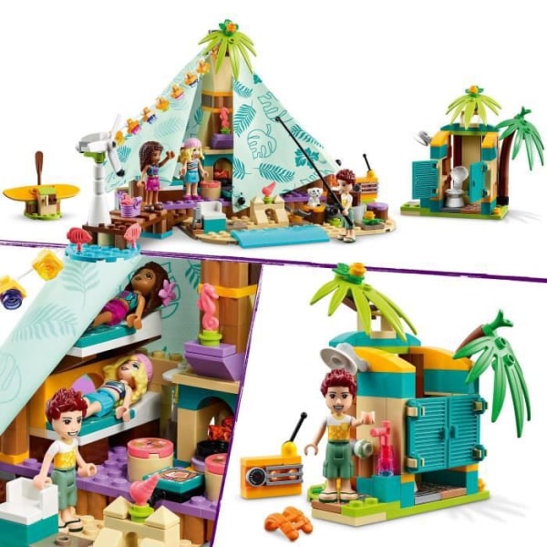 LEGO® 41700 Friends Camping Glamour glamping -setti, lelu tytöille ja pojille yli 6-vuotiaille, 3 mininukkea ja tarvikkeita