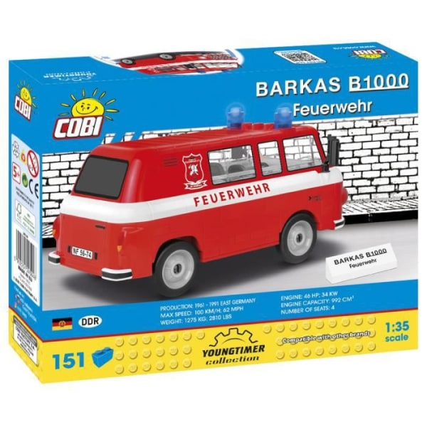 Byggelegetøj - COBI - Barkas B1000 - Brandbil - Rød - 151 stk. Röd