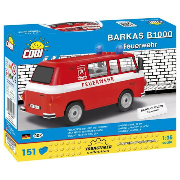 Rakennuslelu - COBI - Barkas B1000 - Paloauto - Punainen - 151 kpl Röd