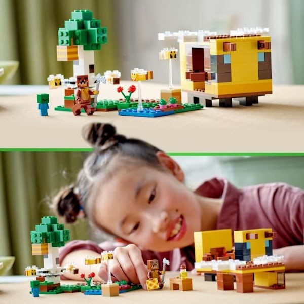 LEGO Minecraft 21241 Bihytten, legetøj, gård med hus, zombie og dyrefigurer Flerfärgad