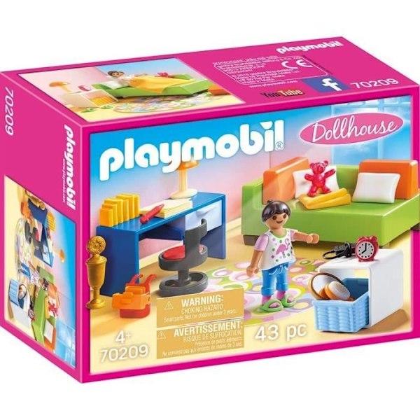 PLAYMOBIL 70209 Lastenhuone vuodesohvalla, Perinteinen Talo, Nukkekoti, 43 huonetta, 4-vuotiaat ja sitä vanhemmat
