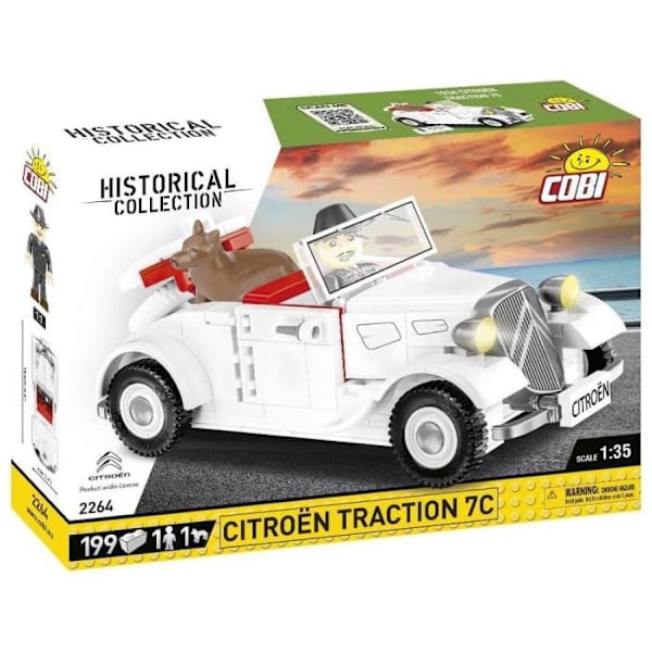 Rakennuslelu - COBI - 1934 Citroën Traction Avant 7C - 199 elementtiä - Valkoinen - 14 vuotta Enkel ljus färg