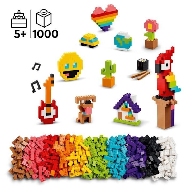 LEGO® Classic 11030 klodser i massevis, klodslegetøj med papegøje, blomst og emoji, gave Flerfärgad