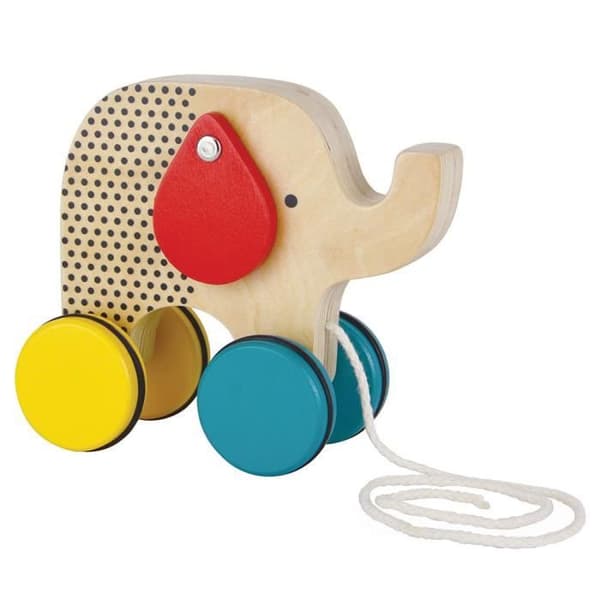Jumping Jumbo Elephant Wood Pull Toy Small Collage