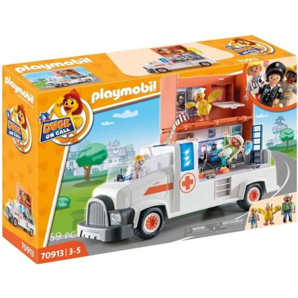 PLAYMOBIL - 70913 - DUCK ON CALL - Ambulanssi lääketieteellisillä laitteilla sekä ääni- ja valotehosteilla