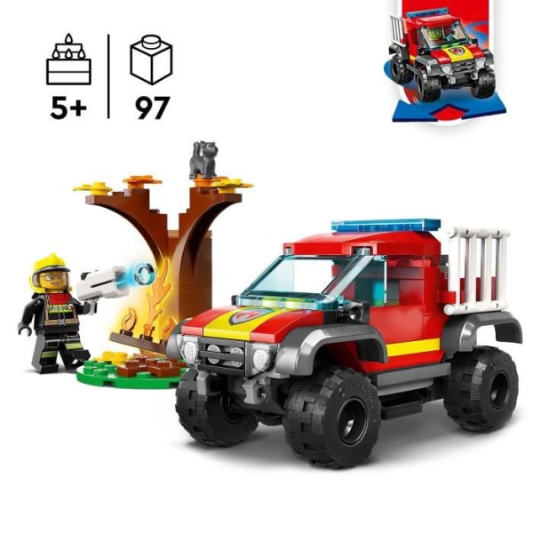 LEGO® City 60393 Brandmans räddning i terräng, leksaksbil, brandmansminifigur