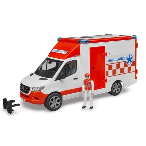 Ambulance legetøj MB Sprinter - BRUDER - Føreren inkluderet - Lyd- og lysmodul - Tilbehør inkluderet Multifarvet
