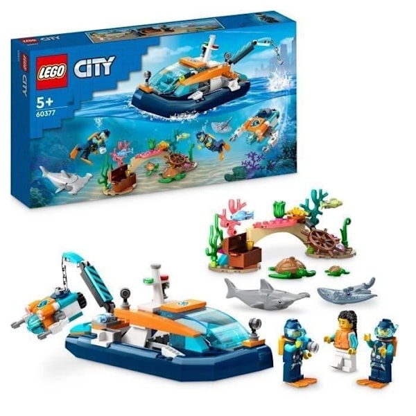 LEGO® City 60377 Undervattensutforskningsbåtleksak med marina djurfigurer Flerfärgad