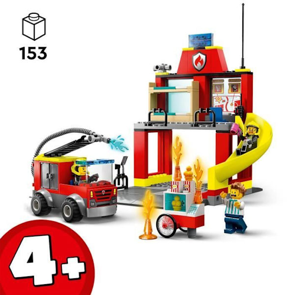 LEGO® City 60375 brandstation og brandbil, legetøj til udrykningskøretøjer, pædagogisk spil, 4 år Flerfärgad
