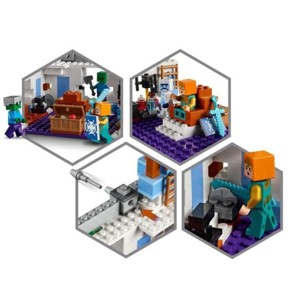 LEGO® 21186 Minecraft Isslottet, leksak med diamantsvärd för åldrarna 8 och uppåt, med skelett- och zombieminifigurer