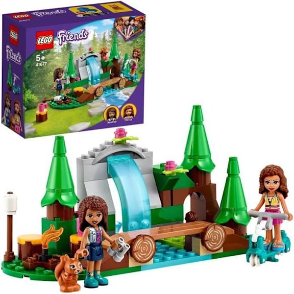 LEGO® 41677 Friends Forest Waterfall – Rakennussetti, jossa on Andrean ja Olivian mininukkeja + oravalelu 5-vuotiaille lapsille Flerfärgad