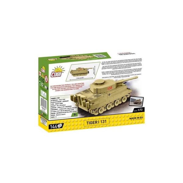 Maquette - COBI - TIGER I 131 - 500 bitar - Plast - Självmontering Grågrön