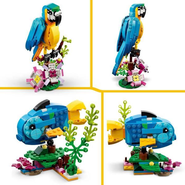LEGO® Creator 3-i-1 31136 Den eksotiske papegøje, jungledyrs minifigurer med frø og fisk Vit