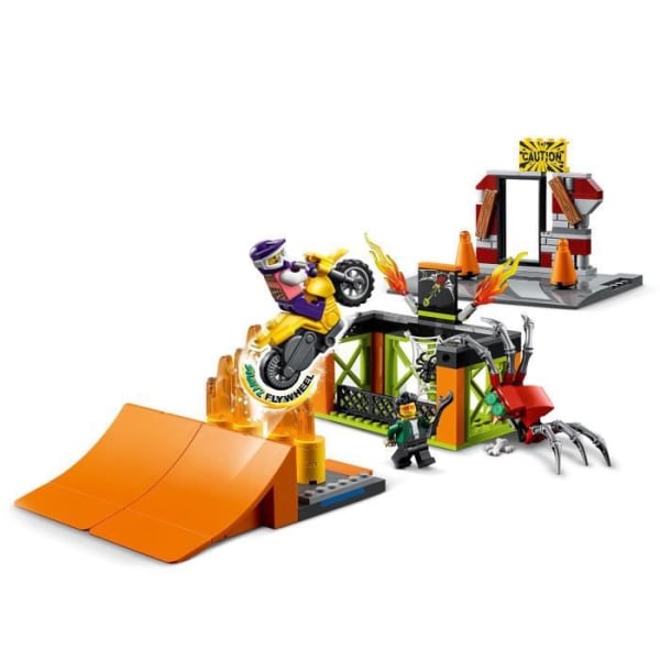 LEGO® 60293 City Stuntz Stunt -harjoitusalue, rampit, hämähäkki ja moottoripyörä Orange