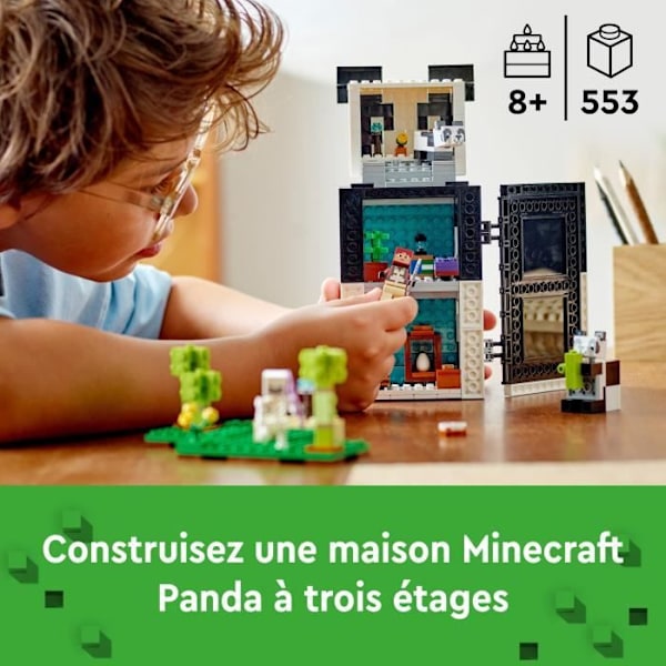 LEGO Minecraft 21245 The Panda Haven, Toy House, med djur- och skelettfigurer Flerfärgad