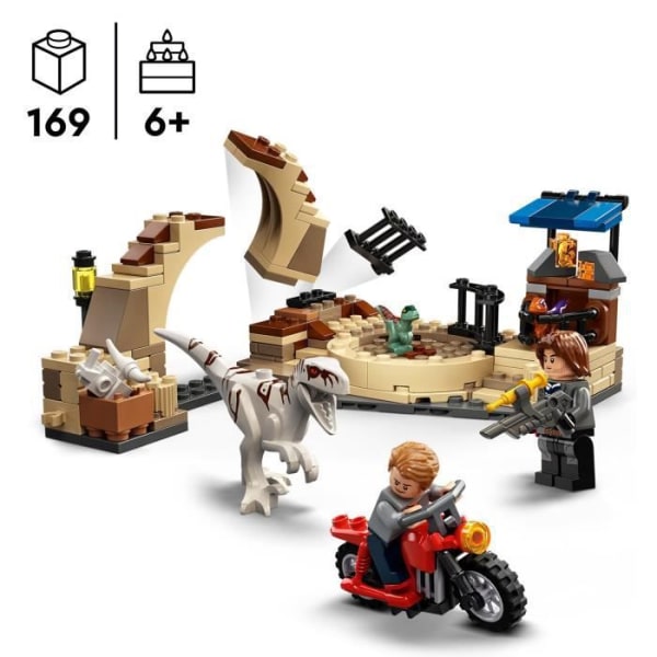 LEGO® 76945 Jurassic World Atrociraptor motorcykeljakt, dinosaurier, 2 babydinos och minifigurer