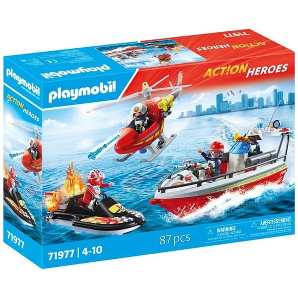 Playmobil spil sæt - PLAYMOBIL - 71977 - Søredning - 87 dele - båd og helikopter