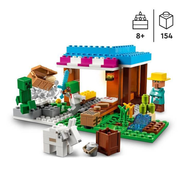 LEGO® 21184 Minecraft bageriet, byleksak, ranka, svärd och djurminifigurer, födelsedagspresent från 8 år gammal Flerfärgad