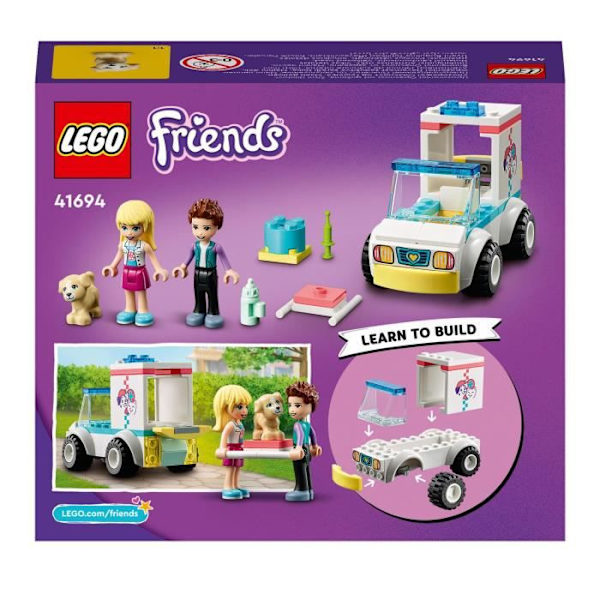 LEGO® Friends 41694 Veterinärklinikambulans för barn från 4 år och uppåt, minidocka och figurleksak för hund