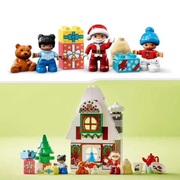 LEGO 10976 DUPLO Tomtens pepparkakshus, husleksak, nallebjörnsfigur, julklapp, barn från 2 år
