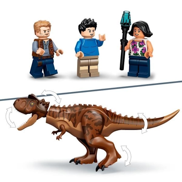 LEGO® 76941 Jurassic World The Hunt for Carnotaurus, dinosauruslelu +7-vuotiaille lapsille helikopterilla ja noutovaunulla