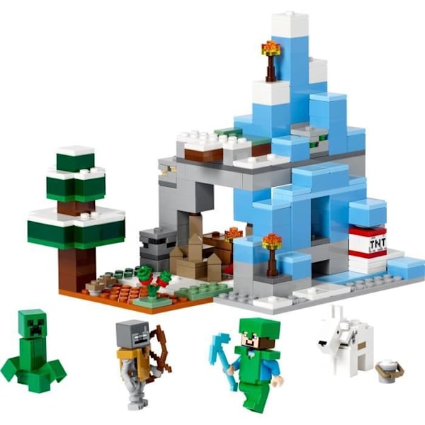 LEGO Minecraft 21243 The Frozen Peaks, legetøj til børn på 8 år, med Steve og Creeper-figurer Flerfärgad