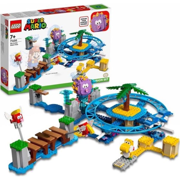 LEGO® 71400 Super Mario Maxi-Urchin Beach Expansion Setti, Yoshi- ja delfiinihahmoilla, lelu lapsille +7 vuotta