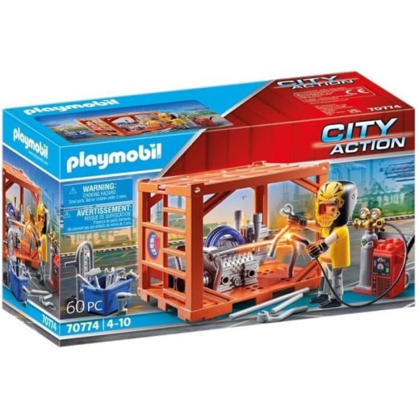PLAYMOBIL - 70774 - Työntekijä ja kontti - Monivärinen - Aikuinen - Sekalaiset materiaalit Flerfärgad