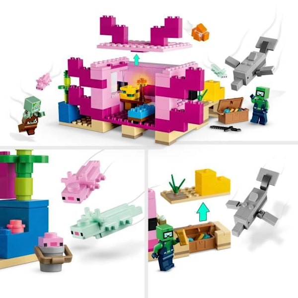 LEGO® Minecraft 21247 Axolotl House, børnelegetøj med zombier, delfiner og fisk Flerfärgad