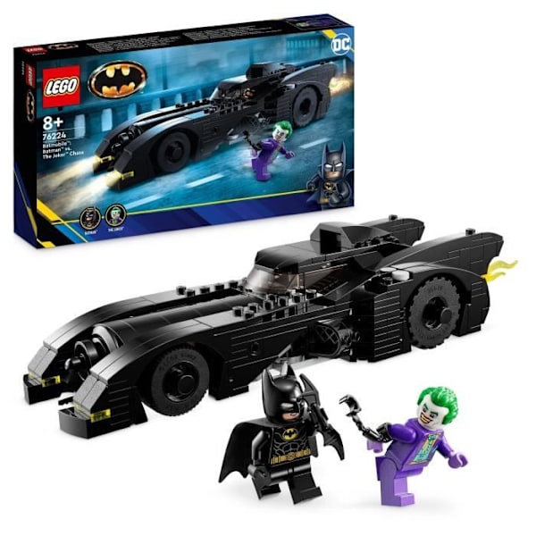 LEGO® DC 76224 Batmobilen: Batman and The Joker Chase, Batmobile billegetøj, med minifigurer Svart