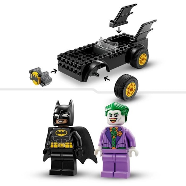 LEGO® DC 76264 The Joker's Pursuit Batmobile leksaksbil med superhjältestartkloss svart och gult