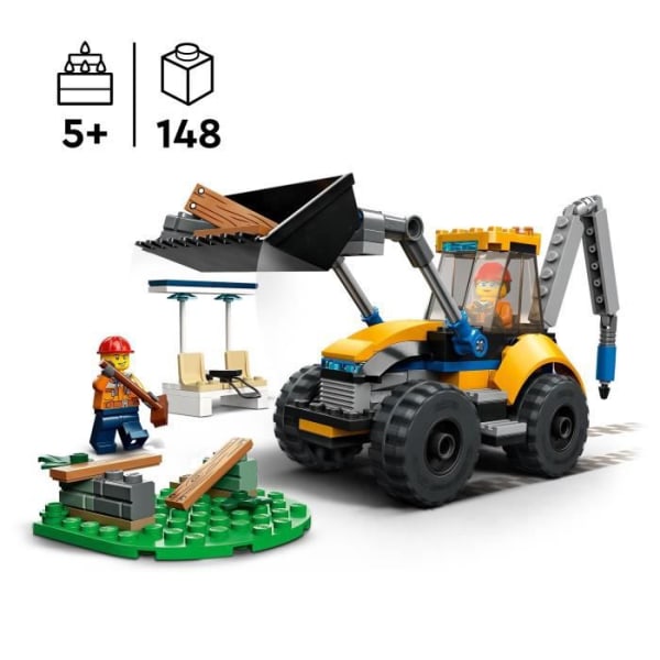 LEGO® City 60385 rakennuskaivinkone, rakennuskonelelu, pojat ja tytöt 5 vuotta Vit