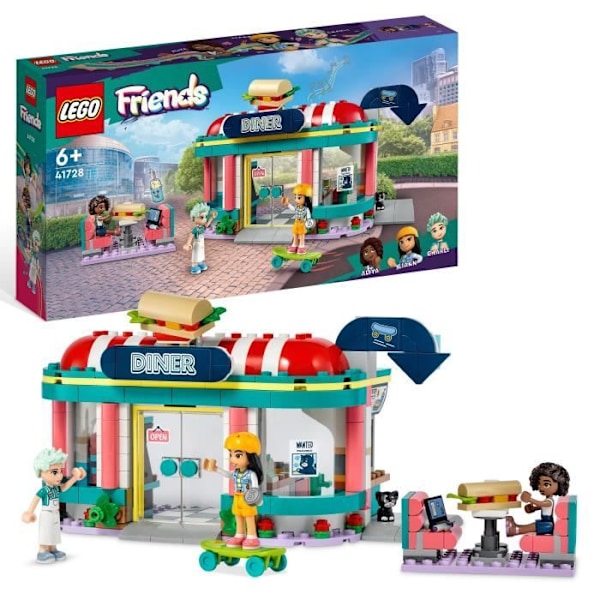 LEGO® Friends 41728 keskustan välipala, lelu 6-vuotiaille lapsille, mininuket Liane, Aliya Flerfärgad