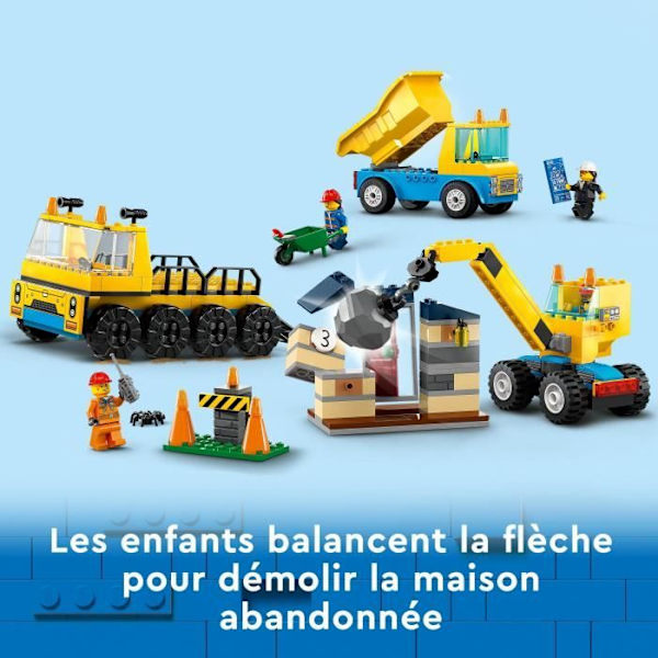 LEGO® City 60391 entreprenørbiler og vragkuglekran, entreprenørmaskinelegetøj Flerfärgad