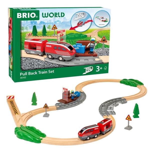 Togbane med tilbageholdelse - 28 dele - fra 3 år - Brio Brio