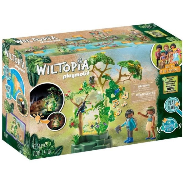 PLAYMOBIL - 71009 - Wiltopia - Tropisk skog med nattljus - Ekologisk leksak för barn från 4 år och uppåt