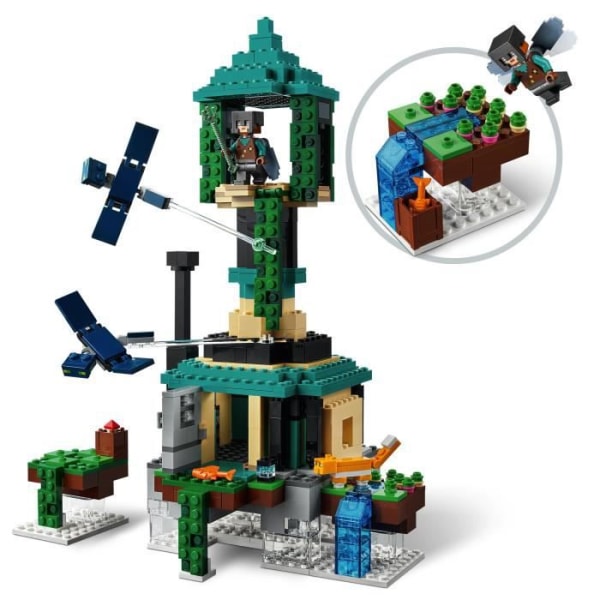 LEGO® 21173 Minecraft™ Sky Tower-leksak för pojkar och flickor med minifigurer för pilot, katt och 2 flygande fantomer