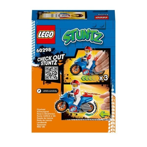 LEGO® 60298 City Stuntz Rocket Stunt Motorcykel, Pull-Back leksak för barn från 5 år och uppåt med Rocket Racer Minifigure Blå