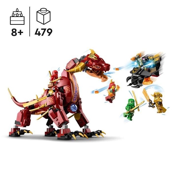 LEGO® NINJAGO 71793 Värmeböljans transformerande lavadrake, drakleksak med minifigurer Flerfärgad
