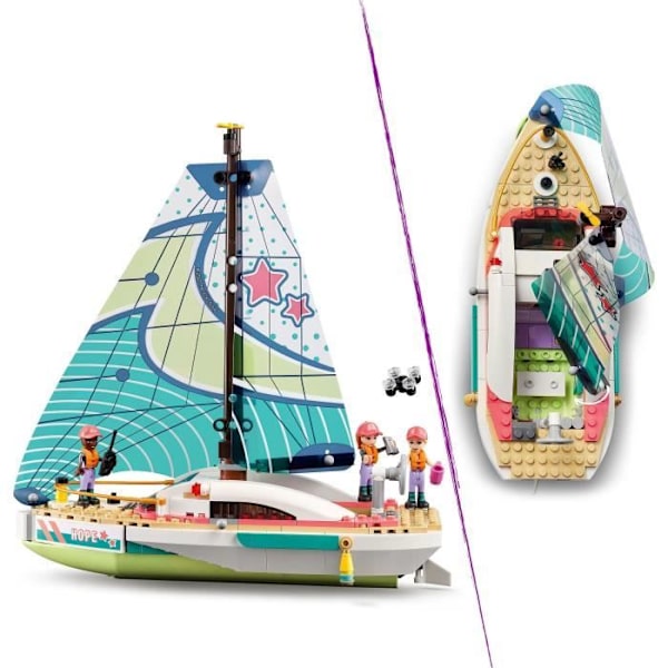 LEGO 41716 Friends Stephanien meriseikkailu, vene- ja droonilelu, matkustaminen mininukkejen kanssa, 7-vuotiaat ja sitä vanhemmat lapset Flerfärgad