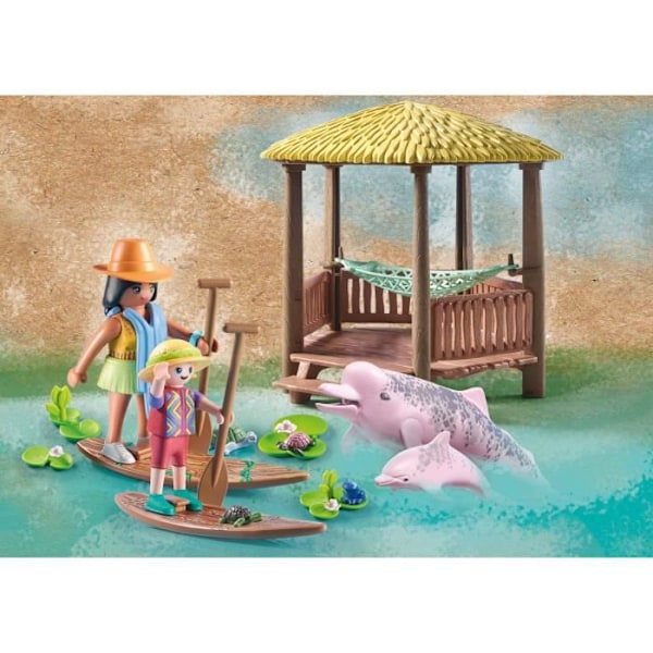 PLAYMOBIL - 71143 - Wiltopia - Pagajer og lyserøde delfiner Flerfärgad