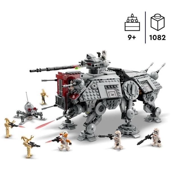 LEGO 75337 Star Wars AT-TE Walker, Toy, Battle Droids Figures, Clone Trooper, Revenge of the Sith, Børn fra 9 år og opefter Grå