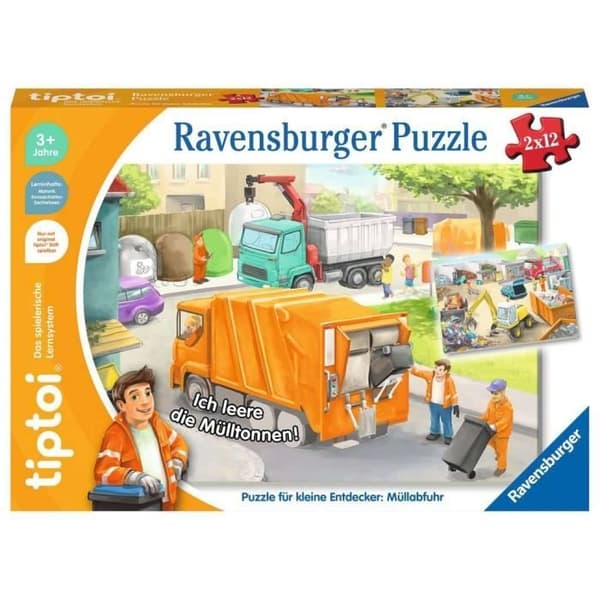 Pusselspel - TIPTOI - Ravensburger - 12 bitar - För barn från 3 år - Temat fordon