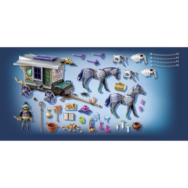PLAYMOBIL - 70903 - Novelmore - Kauppias ja vaunu, jossa on salainen piilopaikka ja piilotettu tykki katolla Blå
