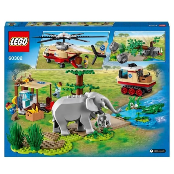 LEGO® City 60302 villieläinten pelastusoperaatio, Savannah Animals -hahmo, krokotiilihahmo, helikopterilelu