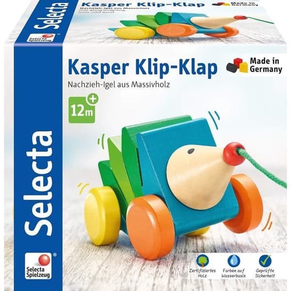 Trækdyr - Selecta - Kasper pindsvinet - Multifarvet - 12 måneder og op - Robust træ Multifarvet